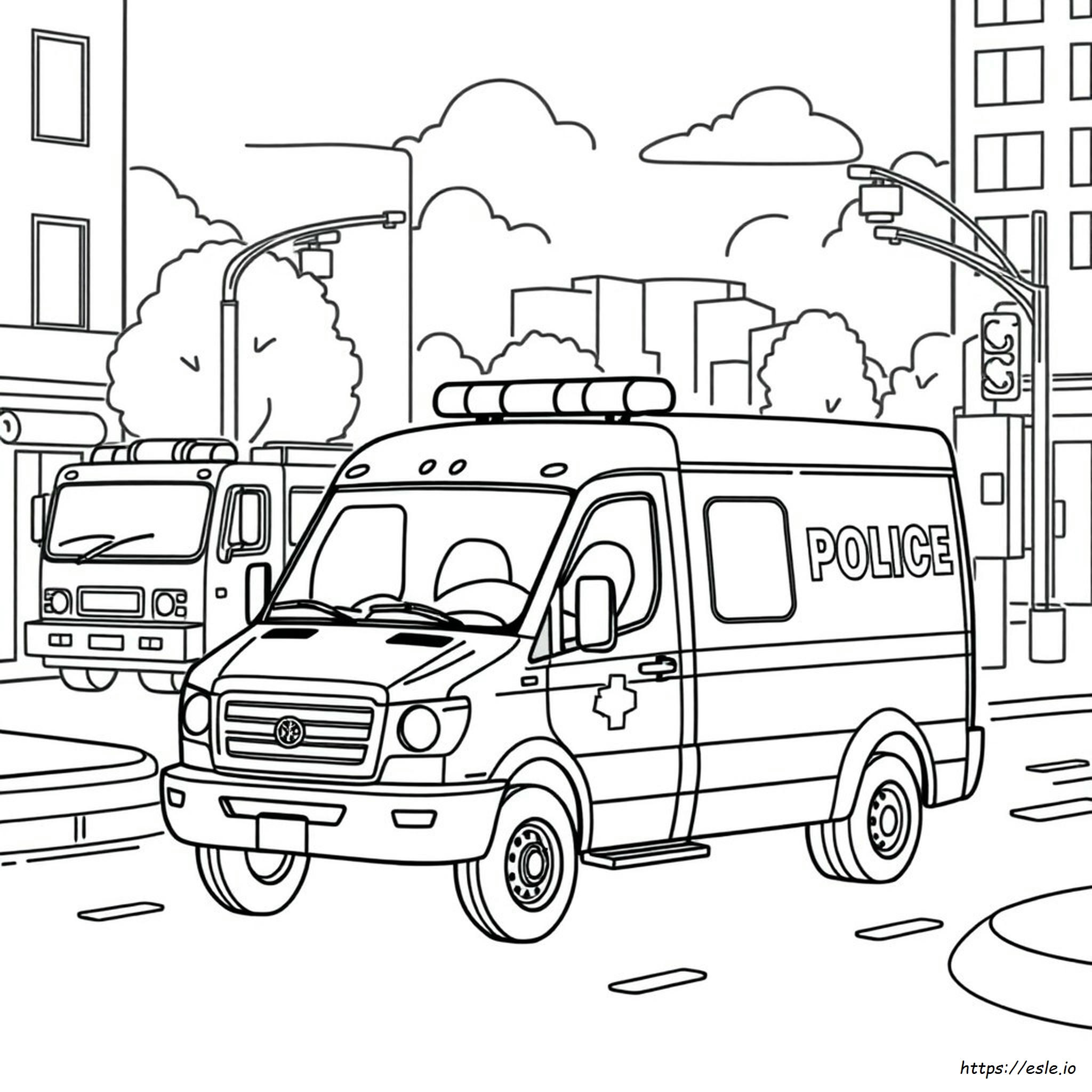 Police Truck Coloring Sheet