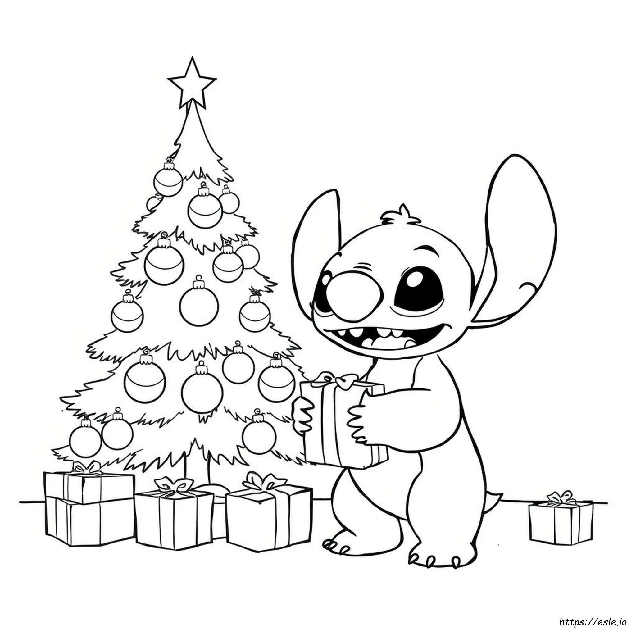 Stitch Christmas Colouring Printable