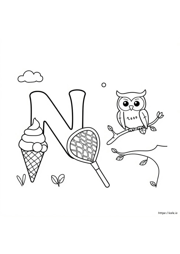 Kolorowanki Litera N Clipart Czarno-Białe
