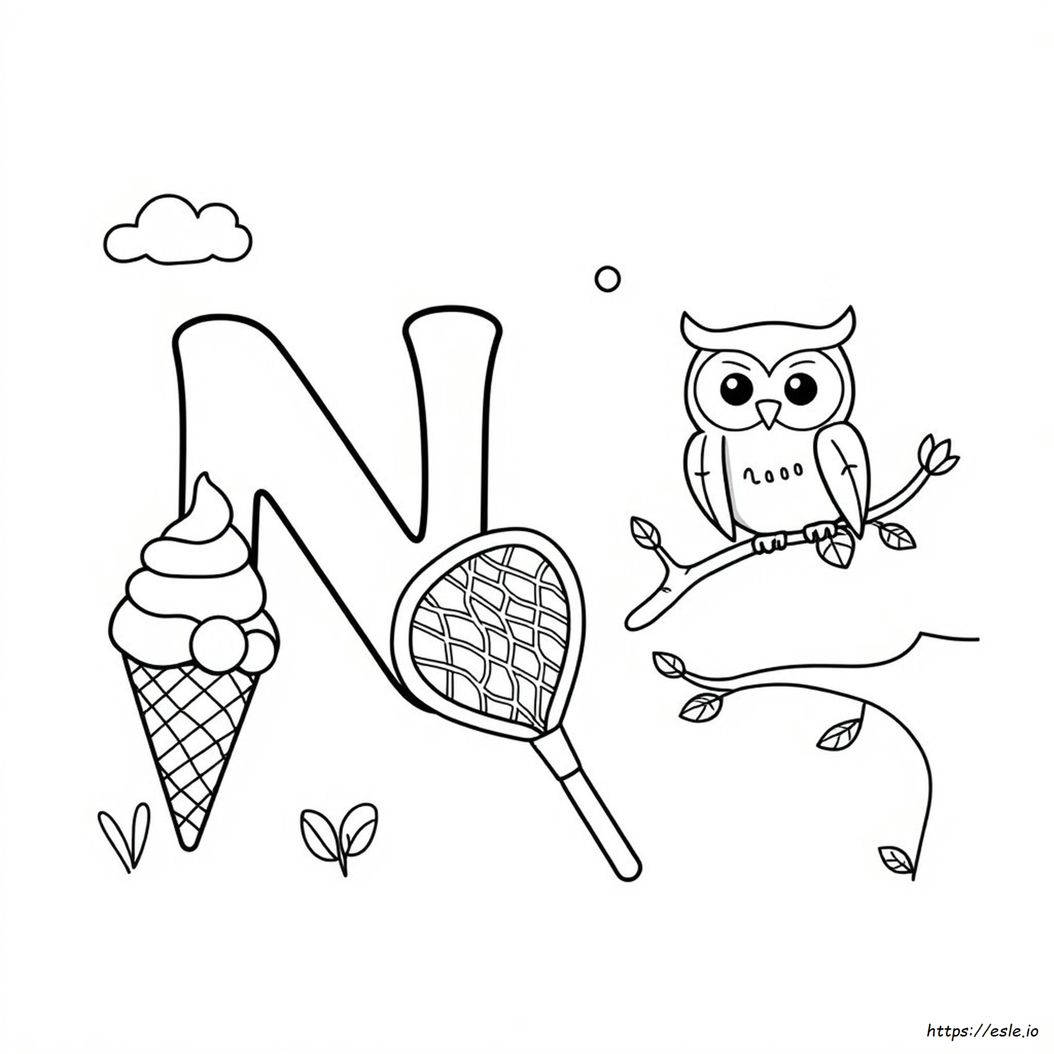 Kleurplaten Letter N Clipart Zwart Wit kleurplaat