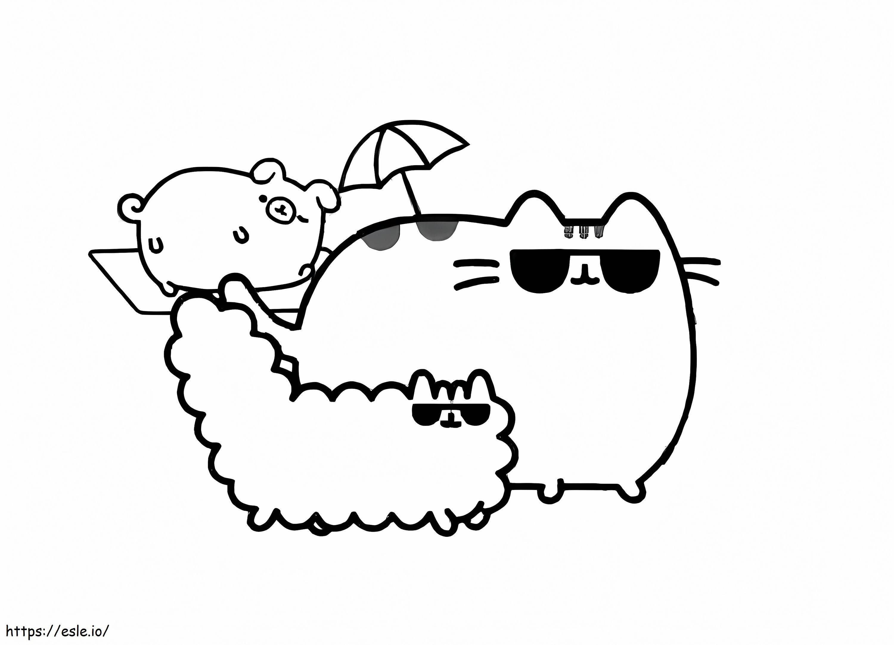 Cool Pusheen With Stormy coloring page