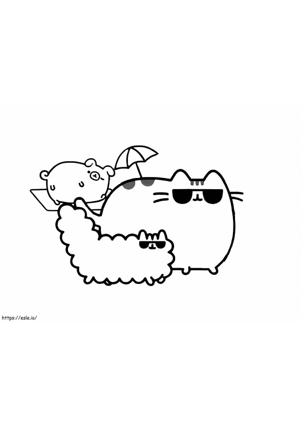 Cool Pusheen With Stormy coloring page