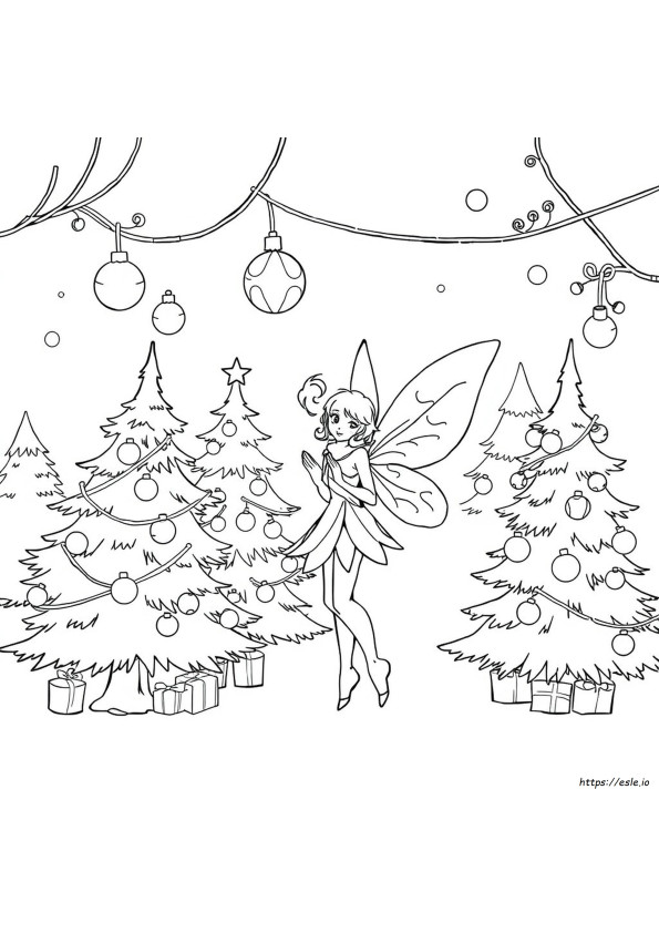 クリスマス妖精 ぬりえ