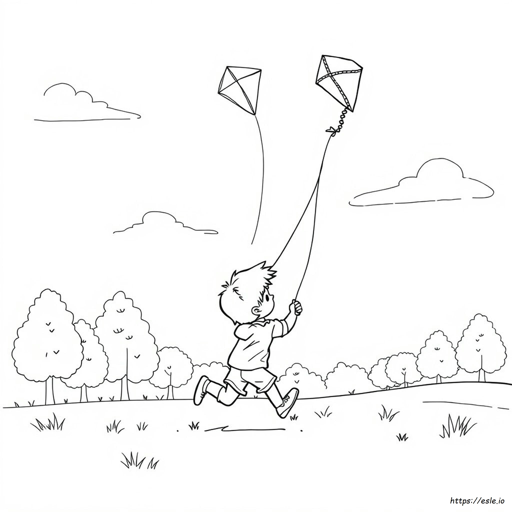 Coloring Pages Kite Flying