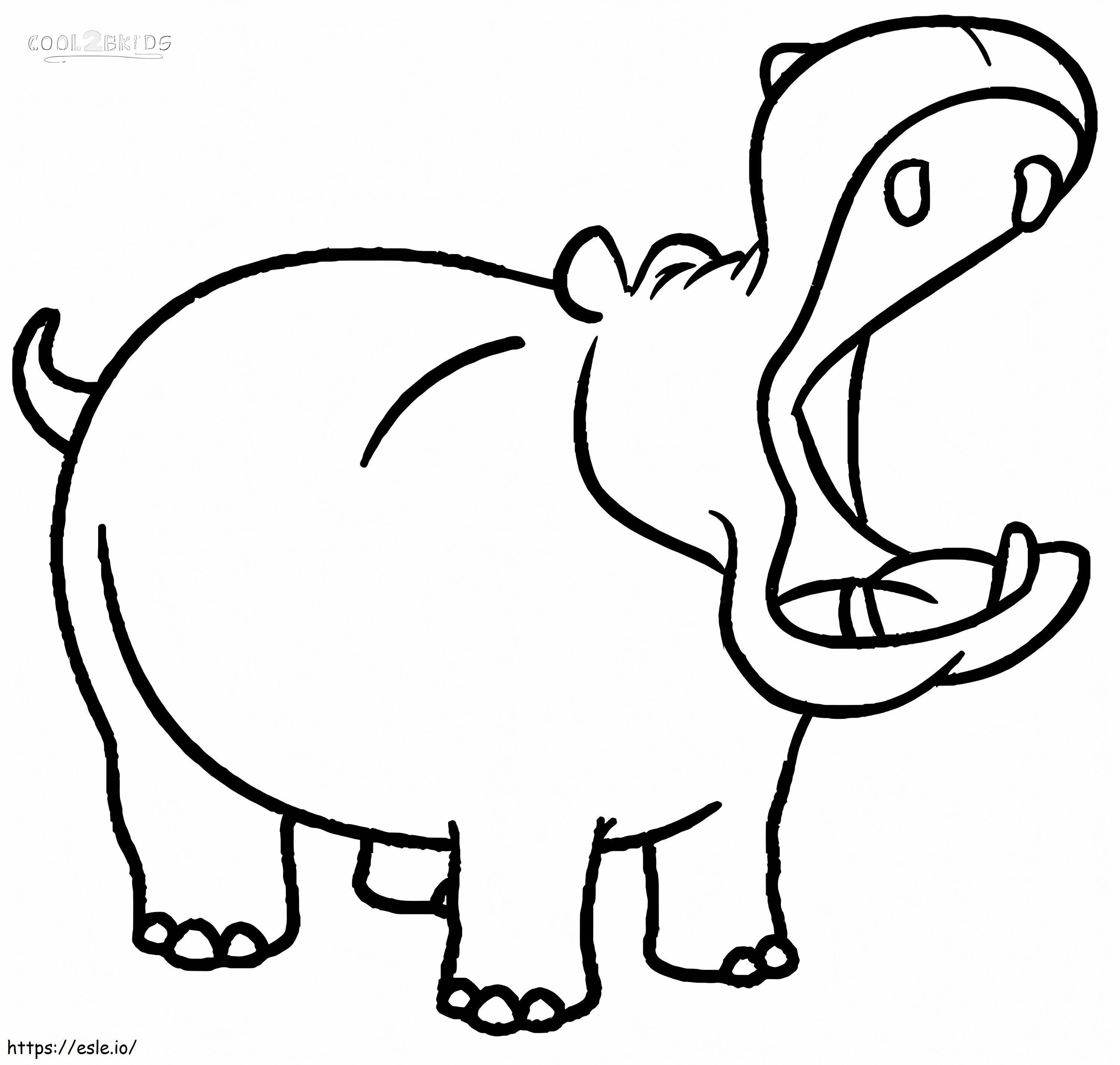 Coloriage Hippopotame drôle à imprimer dessin