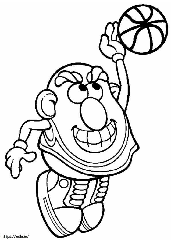 Meneer Potato Head speelt basketbal kleurplaat