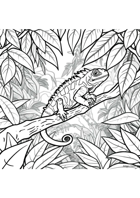 Iguana Verde Para Colorir