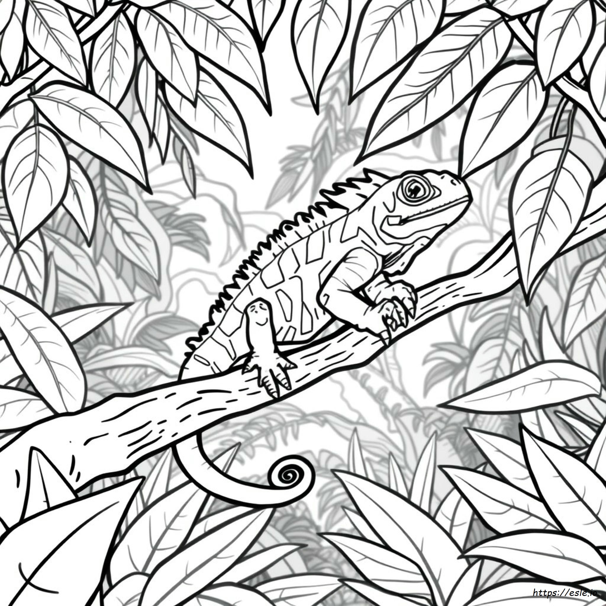 Green Iguana Coloring Page