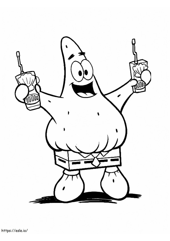 Patrick Star Holding A Drink coloring page