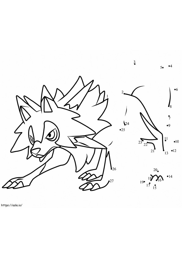Coloriage Point à Relier Pokémon Lycanroc à imprimer dessin