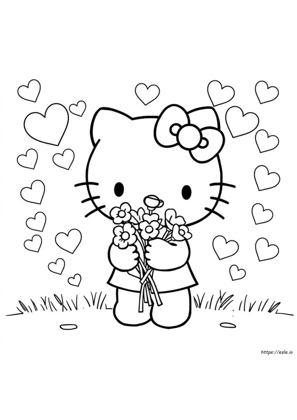 Hello Kitty San Valentín Para Colorear