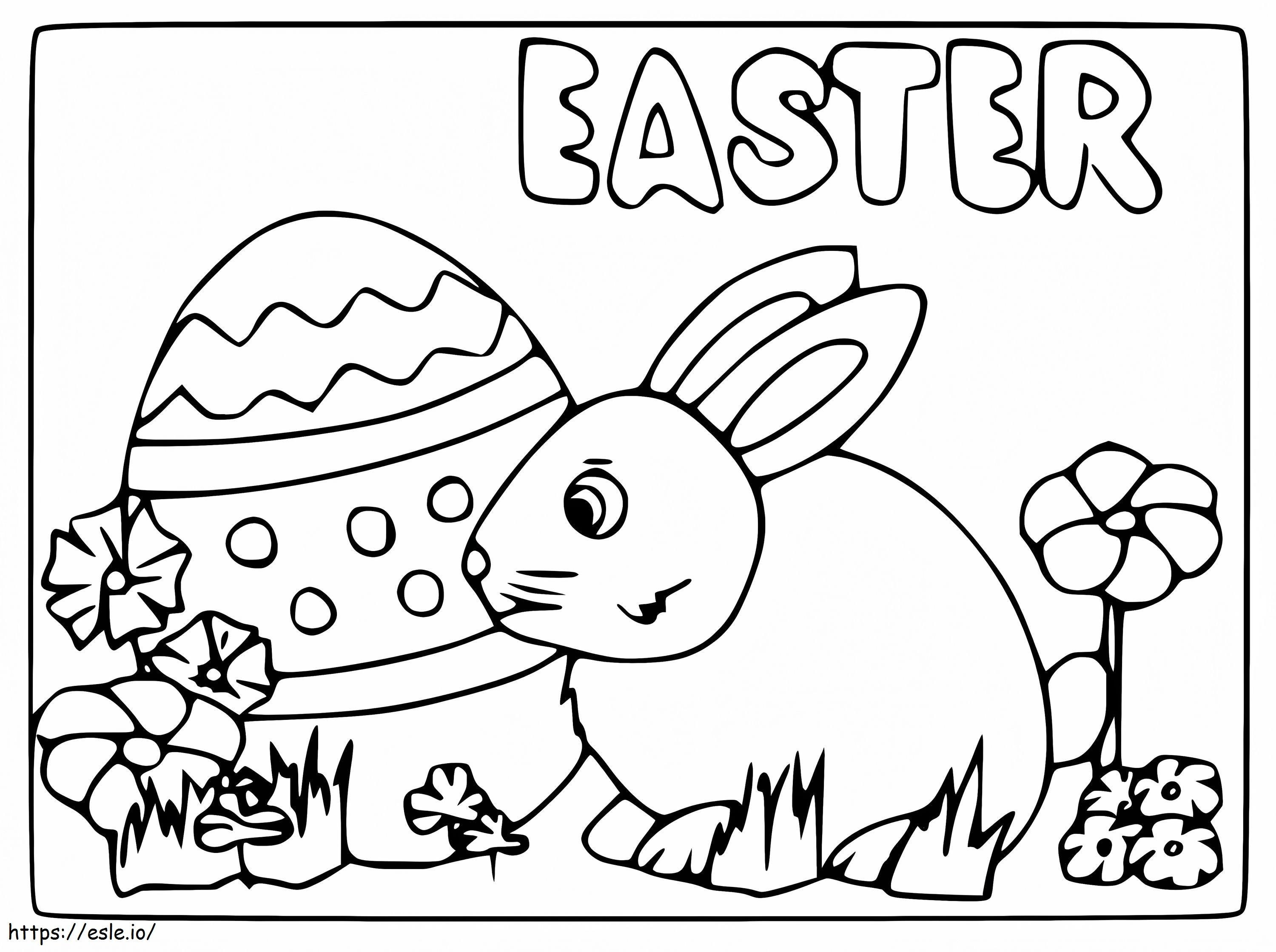 Kartu Kelinci Paskah yang lucu Gambar Mewarnai