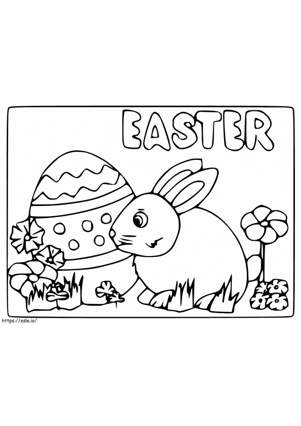 Kartu Kelinci Paskah yang lucu Gambar Mewarnai