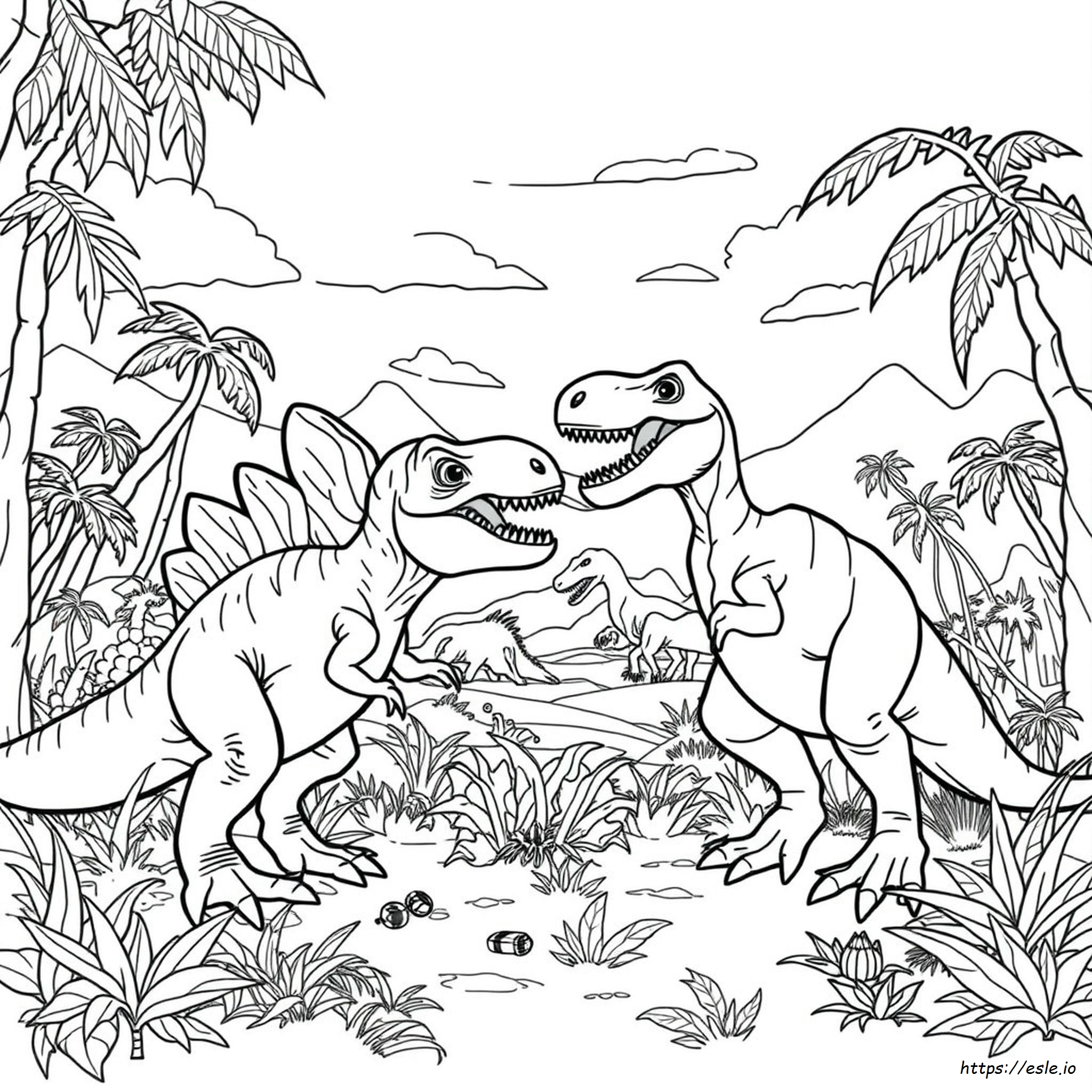 Jurassic Park Spinosaurus Vs T Rex Kleurplaten kleurplaat