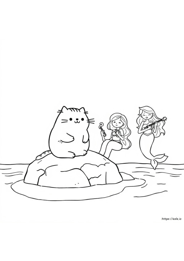 Pusheen Gatto Sirena: Disegni Da Colorare E Stampare