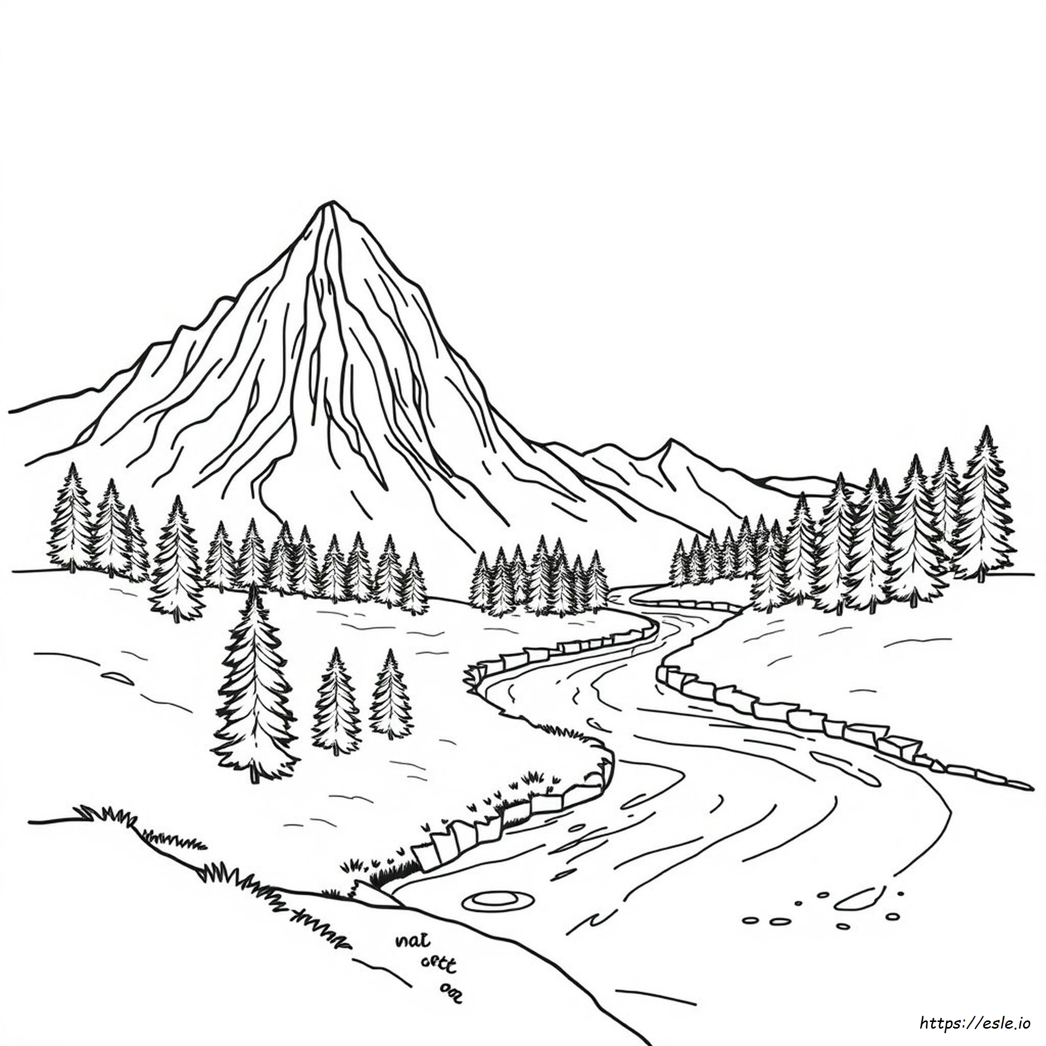 Montagne E Fiume Da Colorare