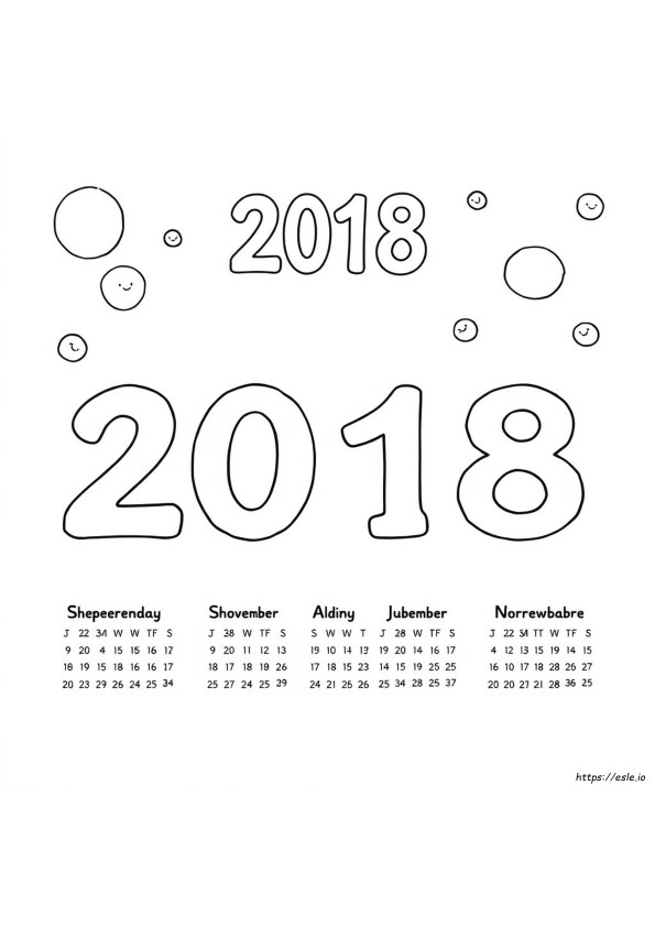 Kolorowanki Kalendarz 2018