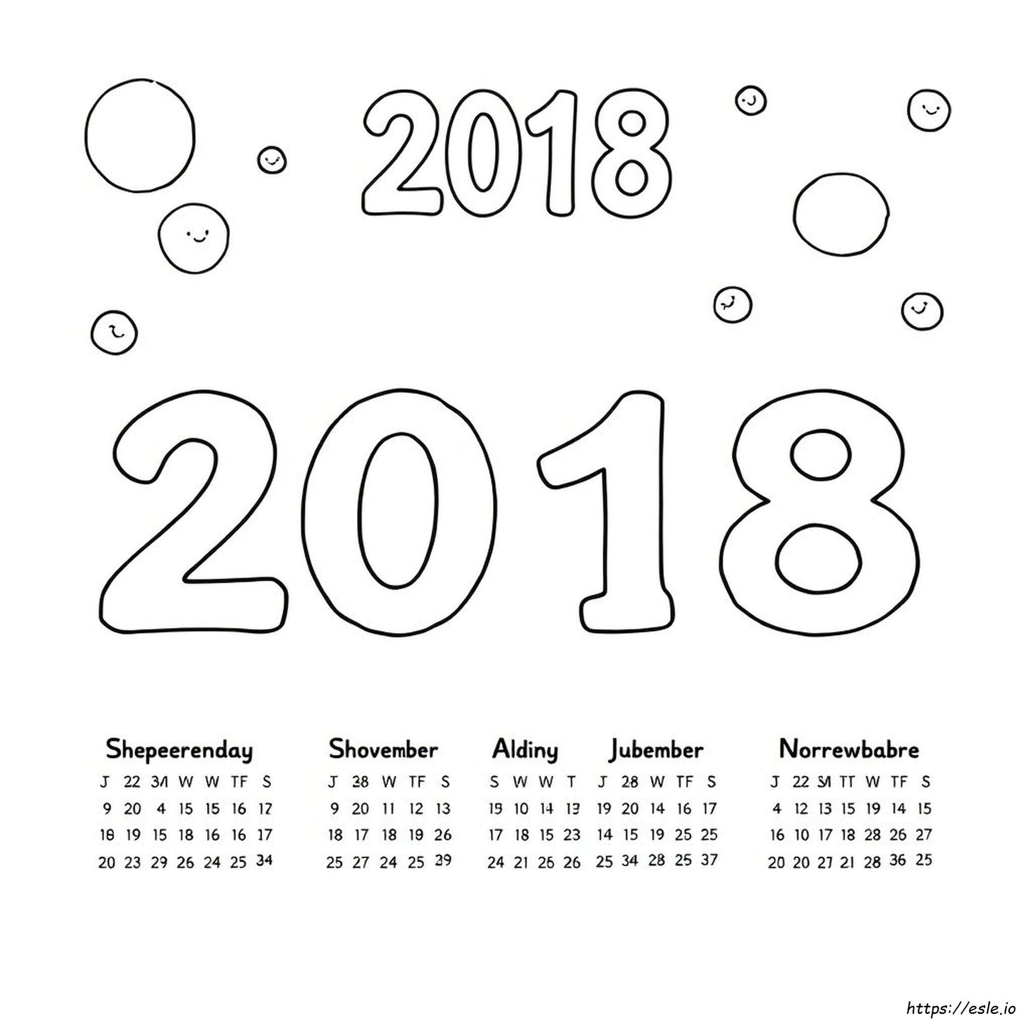 Páginas Para Colorear De Calendario 2018