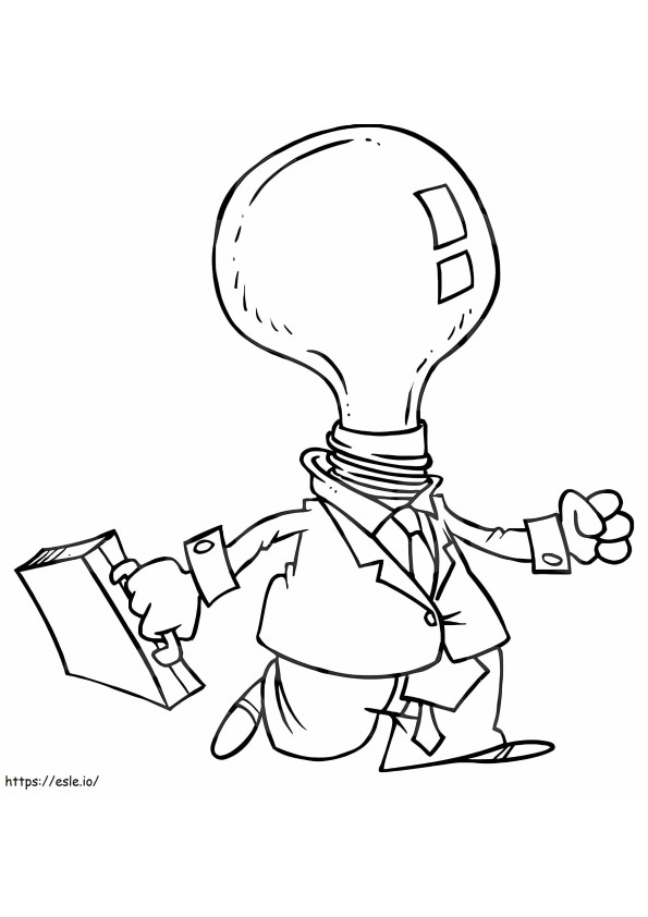 Light Bulb Head Businessman coloring page