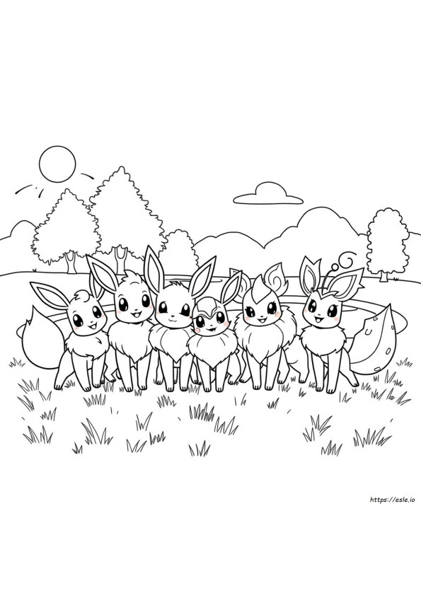 Gambar Mewarnai Evolusi Eevee Lucu