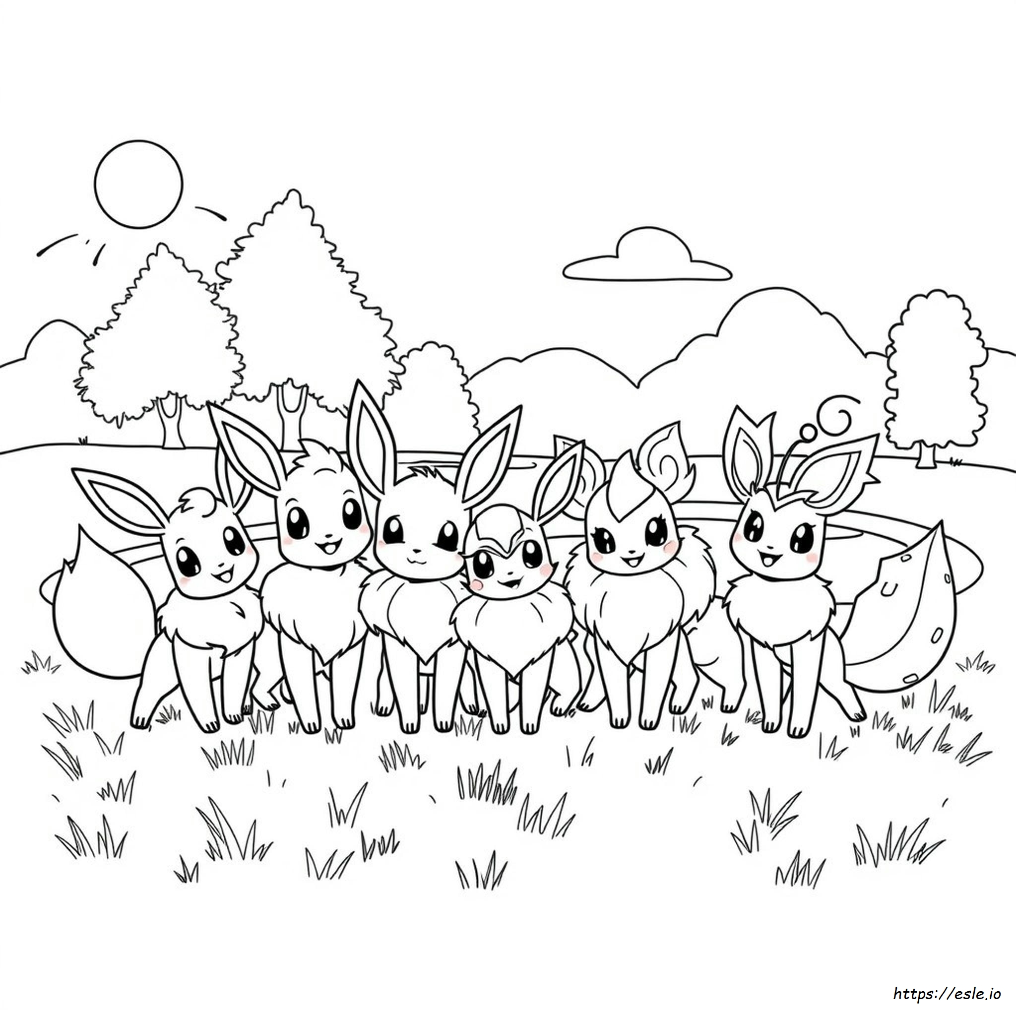 Cute Eevee Evolutions Coloring Pages