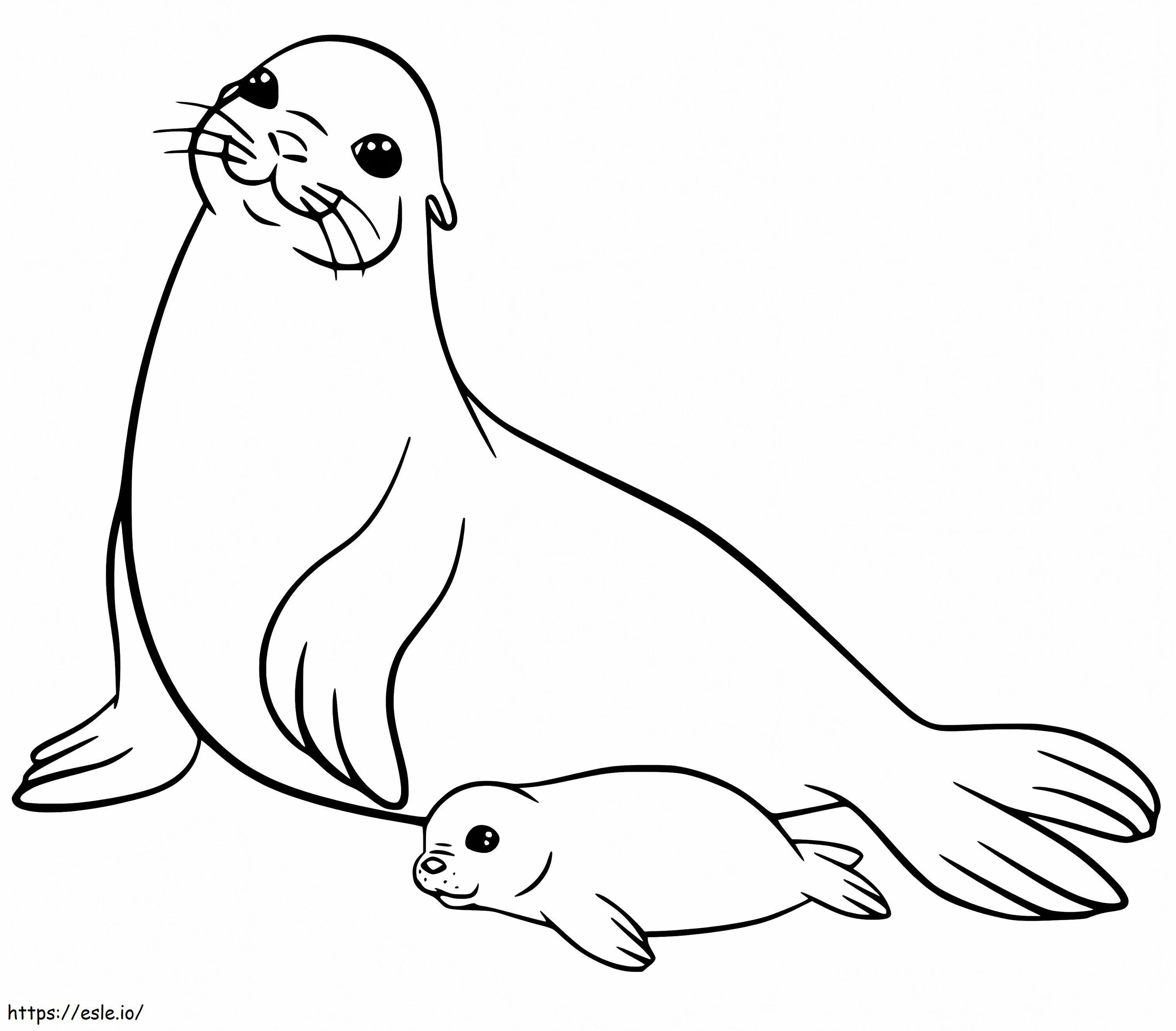 Cute Sea Lions coloring page