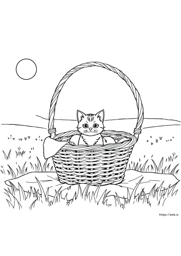 Kucing Dalam Keranjang Gambar Mewarnai