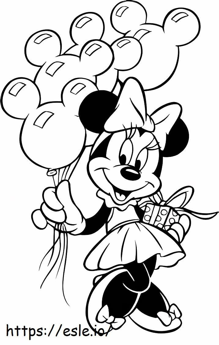 Coloriage Minnie Mouse avec ballon à imprimer dessin