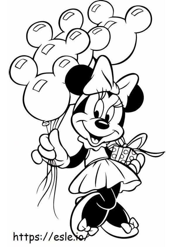 Minnie Mouse Dengan Balon Gambar Mewarnai