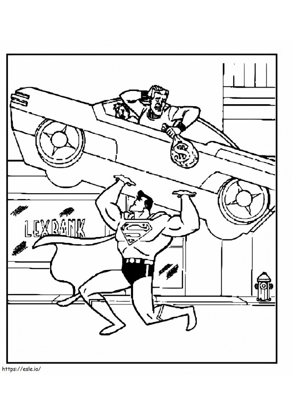 Superman Catching Thief coloring page