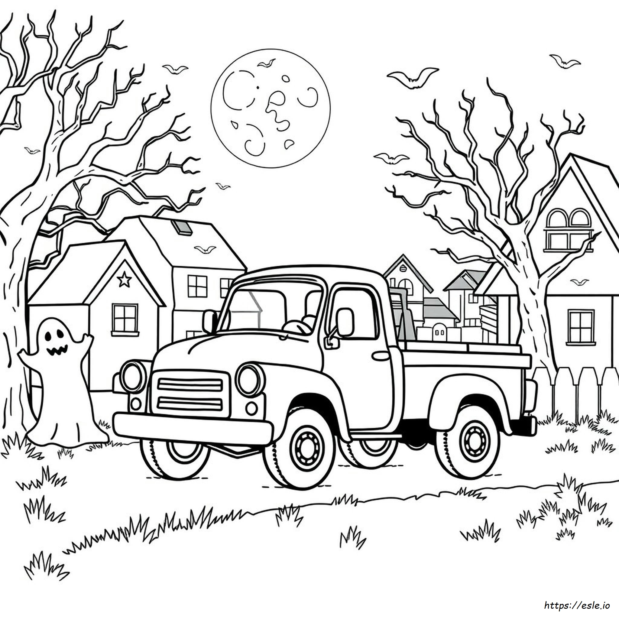 Il Camioncino Blu Halloween Da Colorare