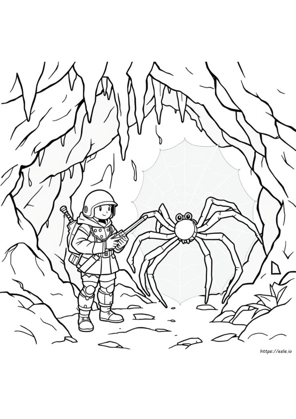 Malvorlage Für Soldat Und Spinne In Höhle Ausdruckbar