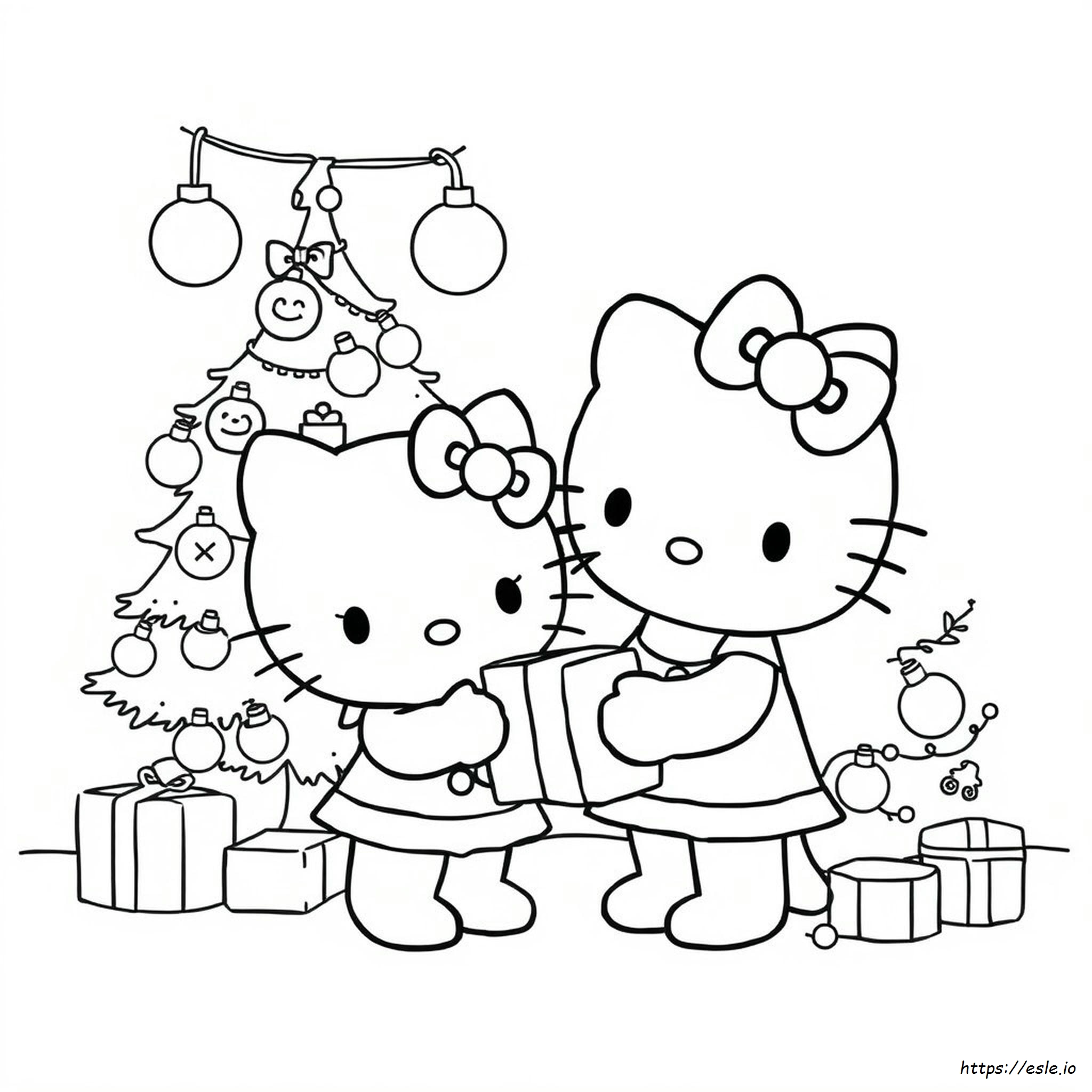 Christmas Cute Hello Kitty Coloring Pages