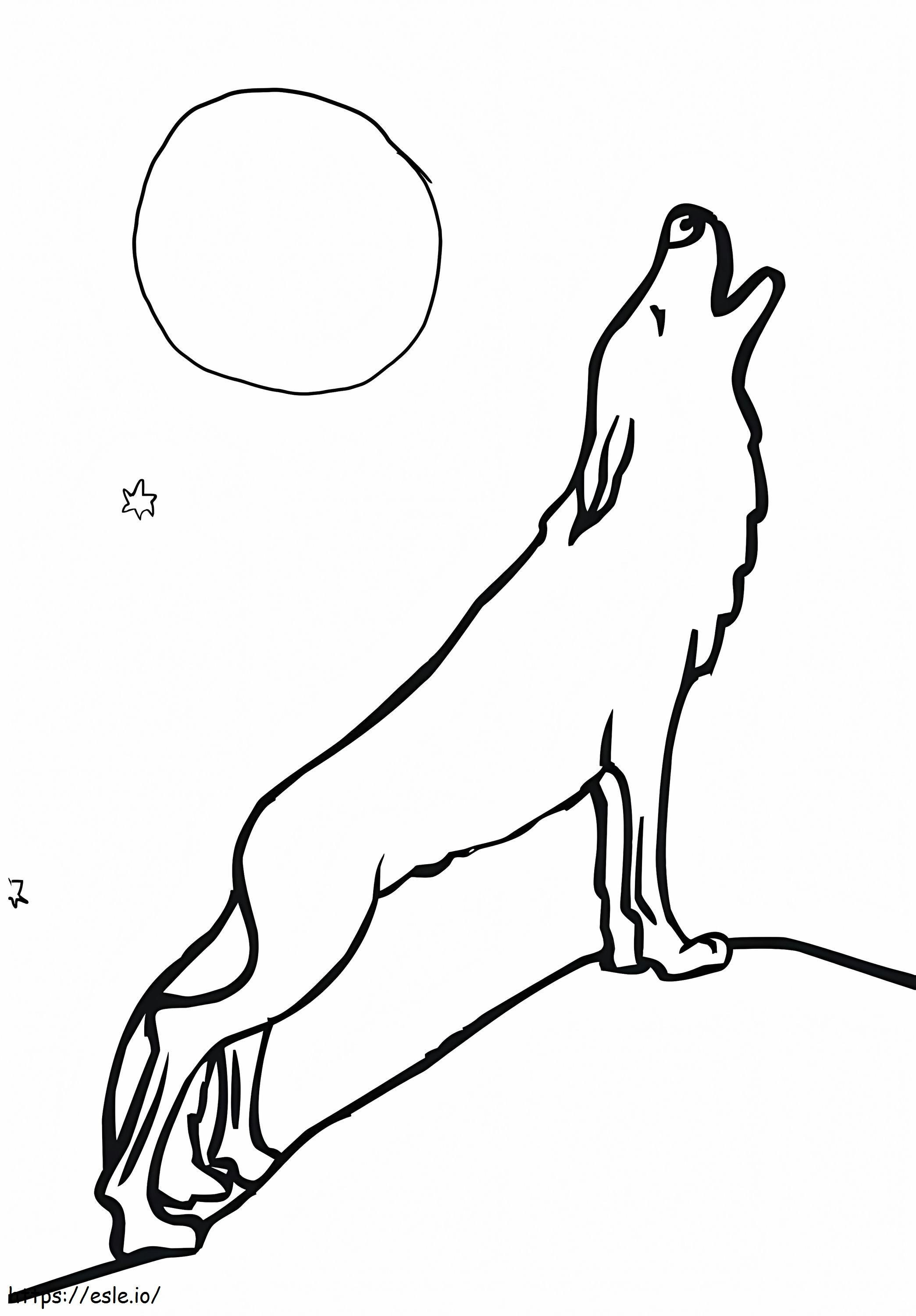 月に吠えるオオカミ 713X1024 ぬりえ - 塗り絵