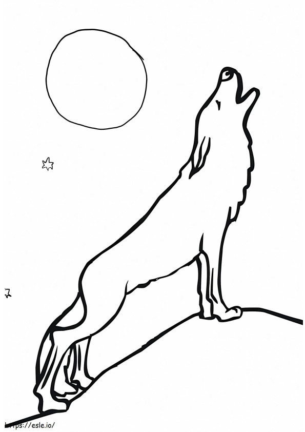 Wolf huilend naar de maan 713X1024 kleurplaat