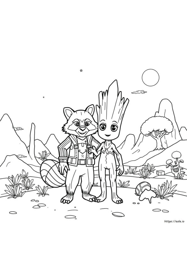 Coloriages Rocket Et Groot