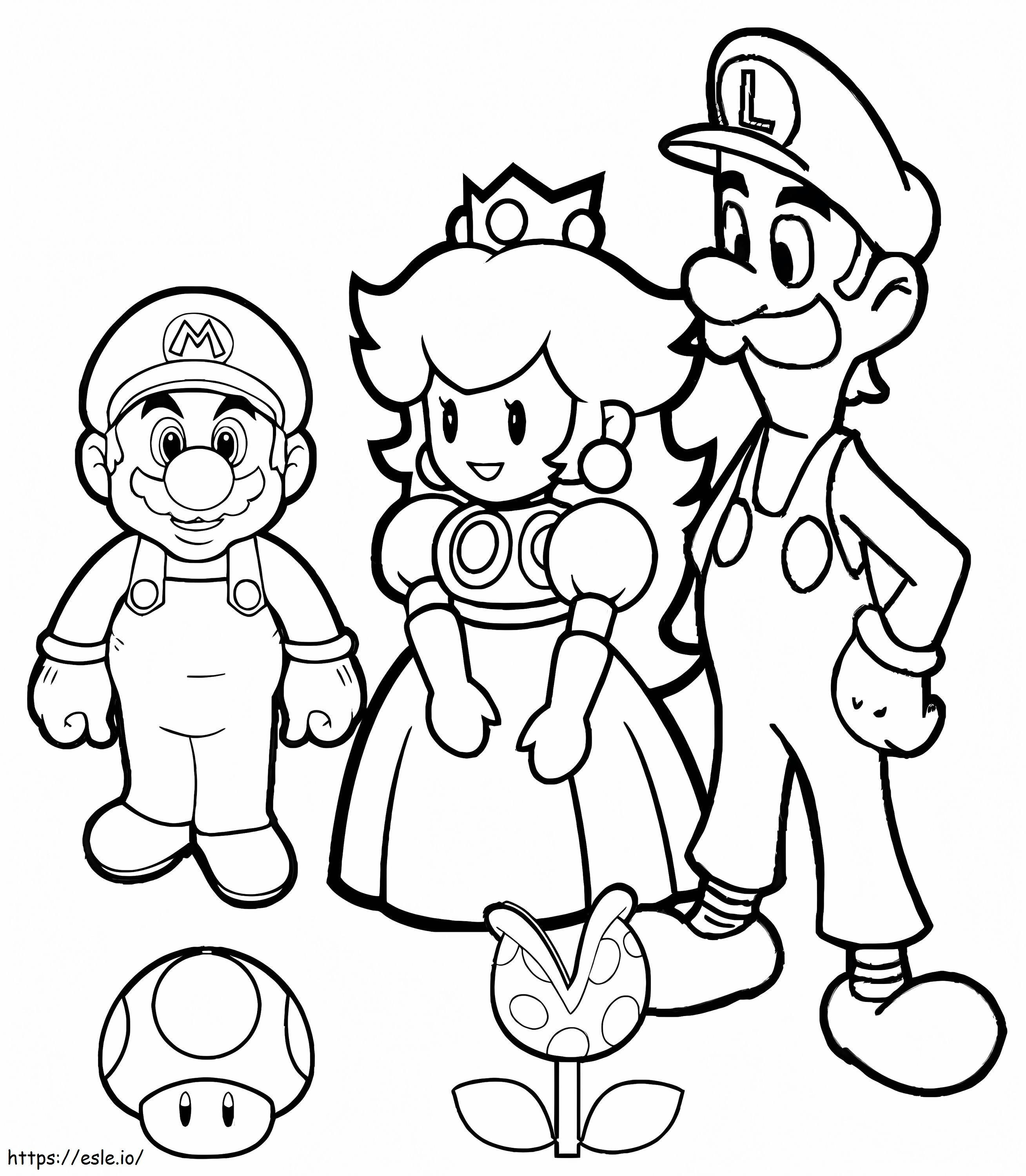 Luigi And Simple Friends coloring page