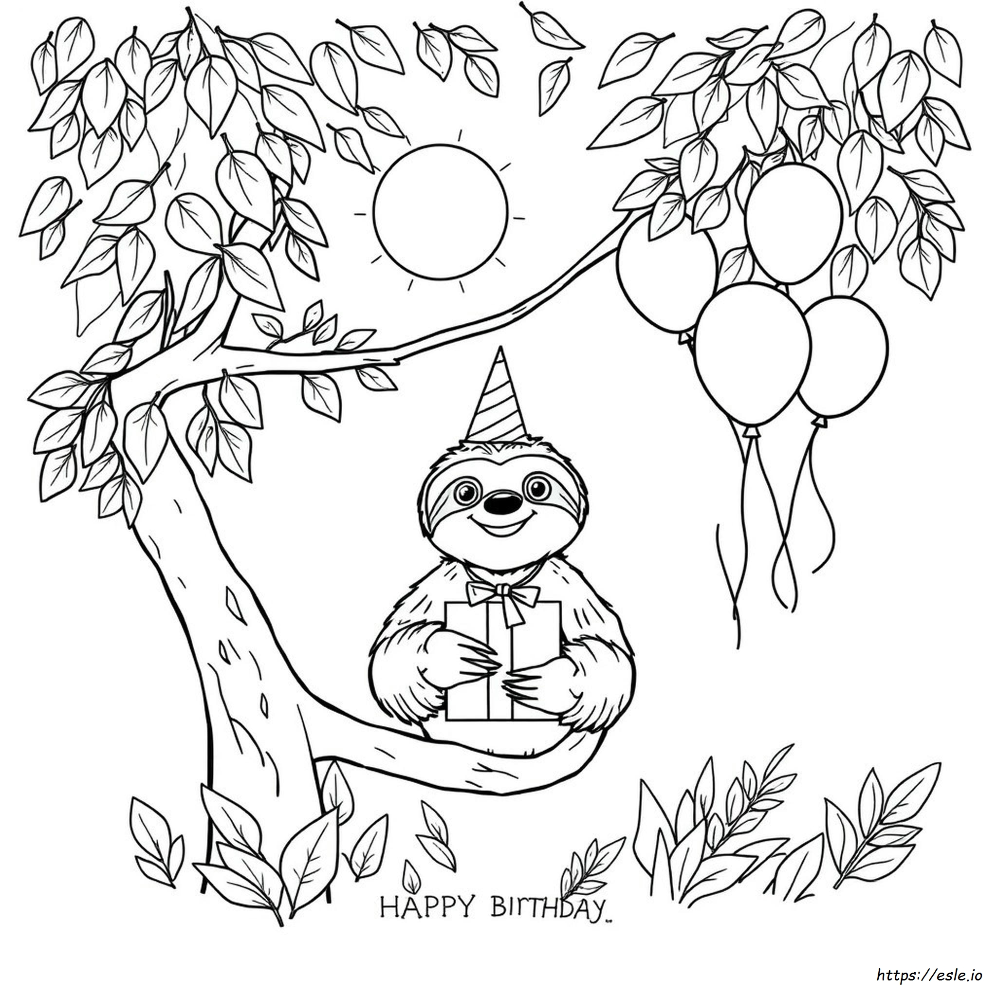Bradipo Di Buon Compleanno Da Colorare