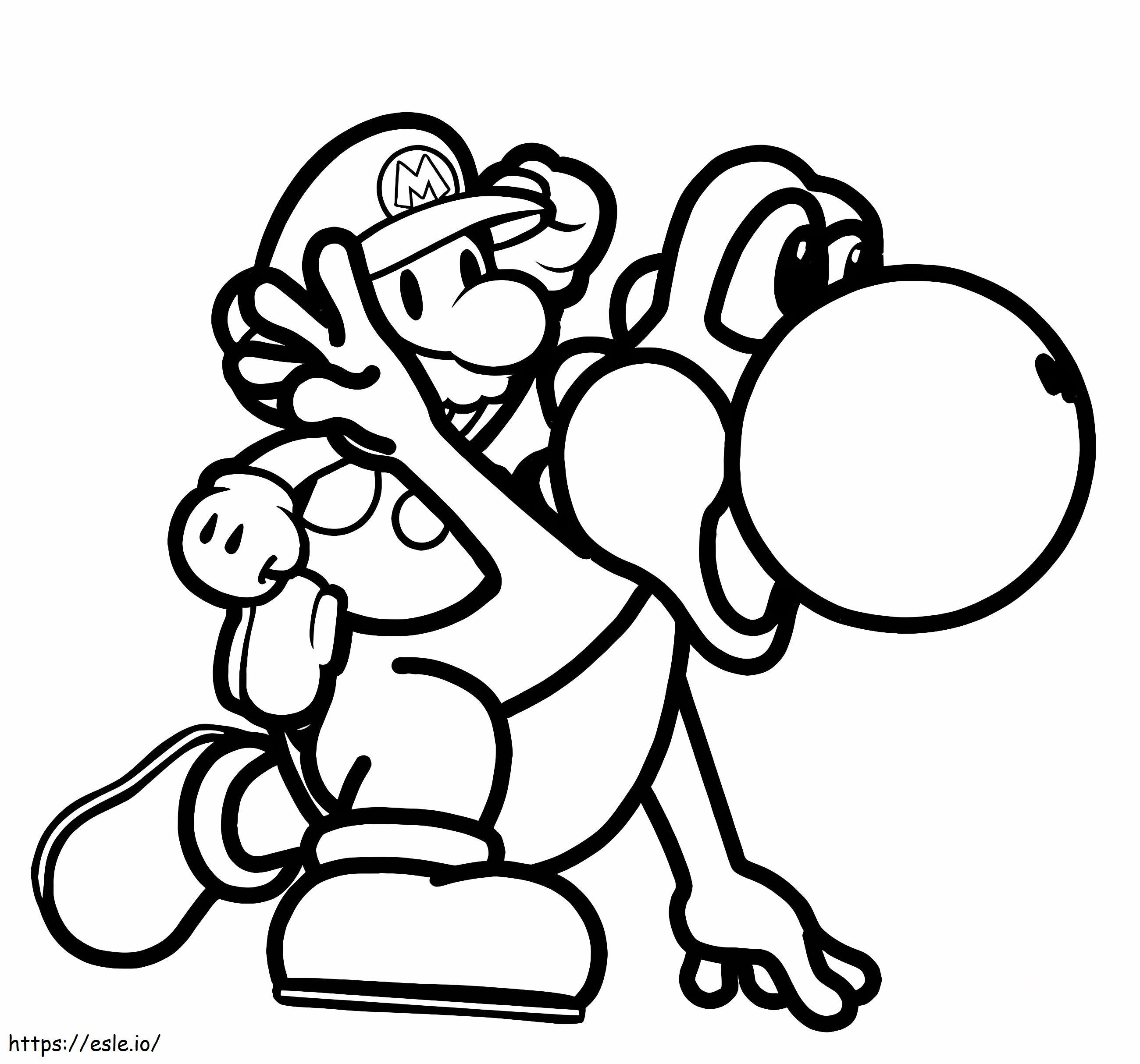 Yoshi y Mario para colorear