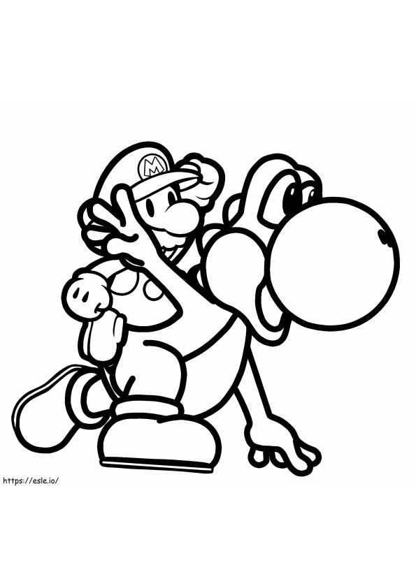 Yoshi en Mario kleurplaat