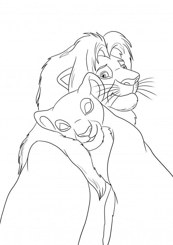 Mufasa and Simba-father's love is free to be printed and easily colored by kids
