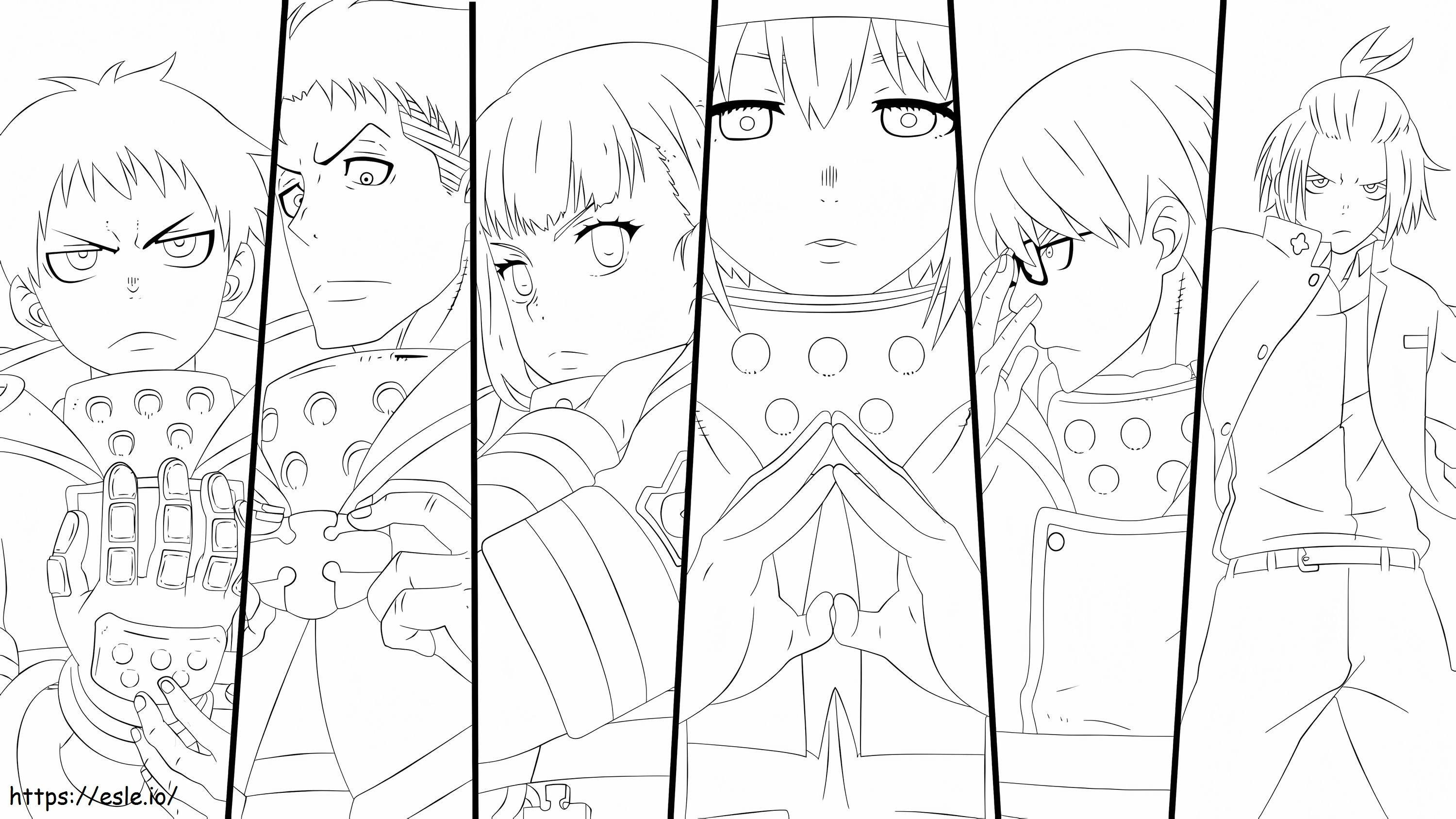 Fire Force Characters coloring page