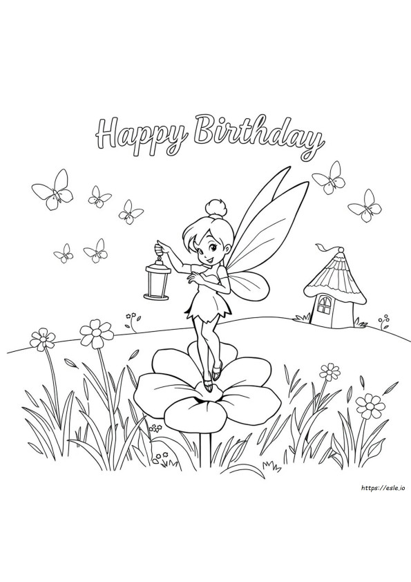 Páginas Para Colorear De Campanita Feliz Cumpleaños