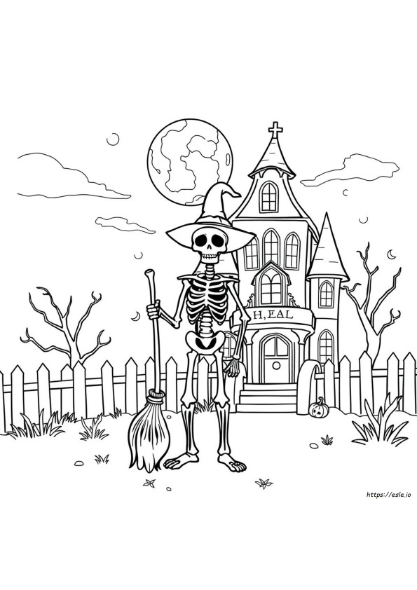 Desenhos Para Colorir De Esqueleto Assustador De Halloween