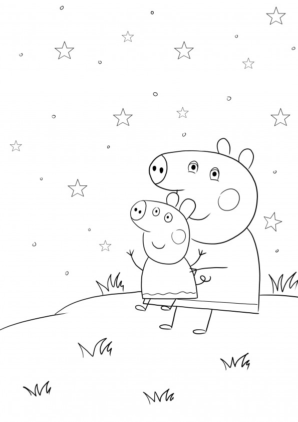 Mommy pig and Peppa pig free coloring and printing image for kids
