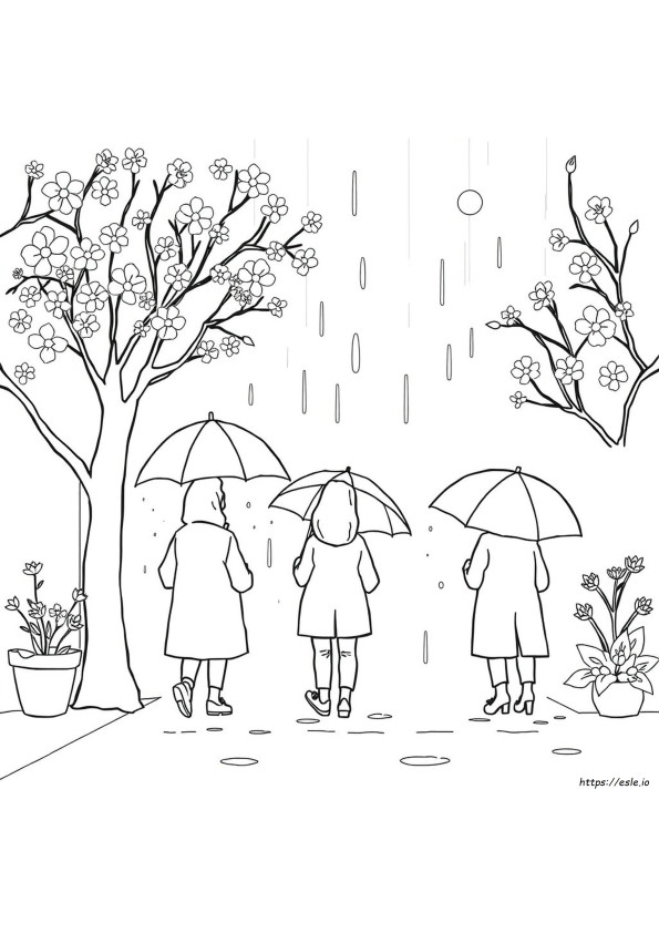 Coloriages Jour De Pluie Averses D'avril