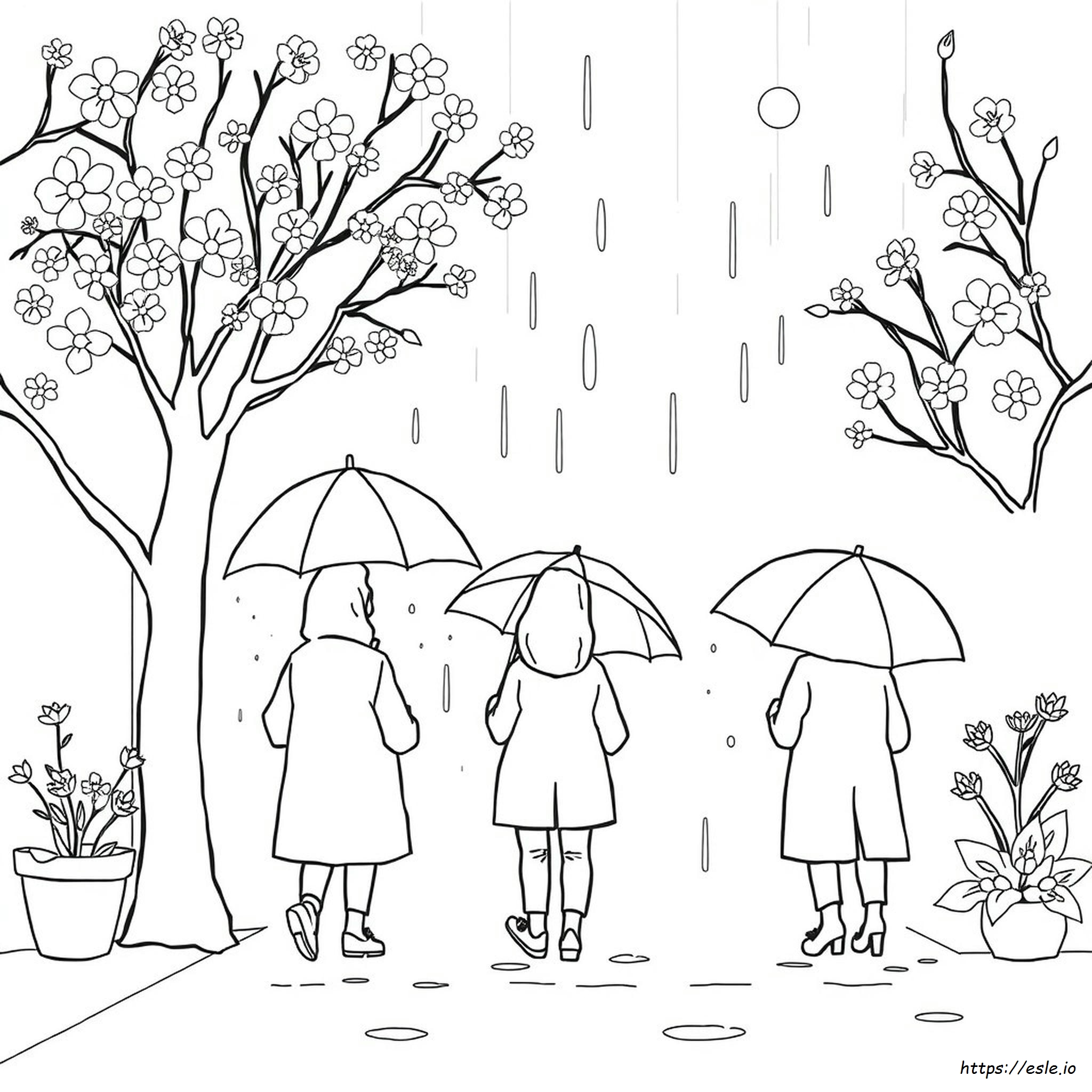 Rainy Day April Showers Coloring Pages