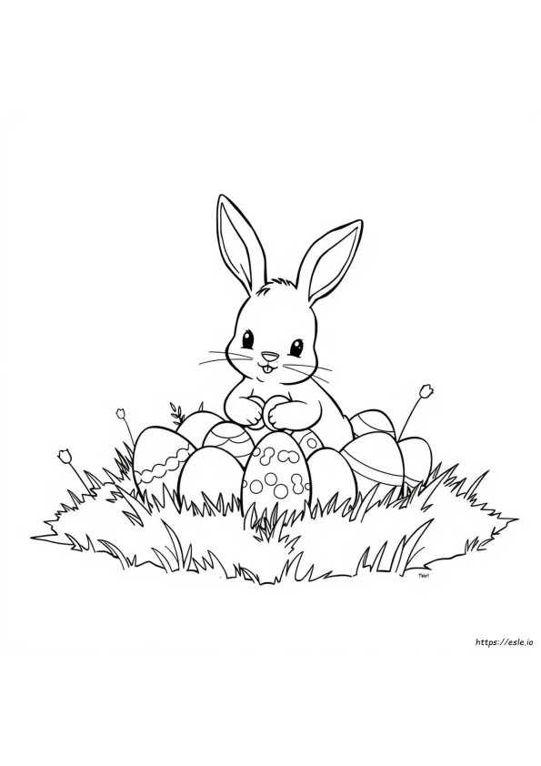 Conejo Con Huevos Para Colorear
