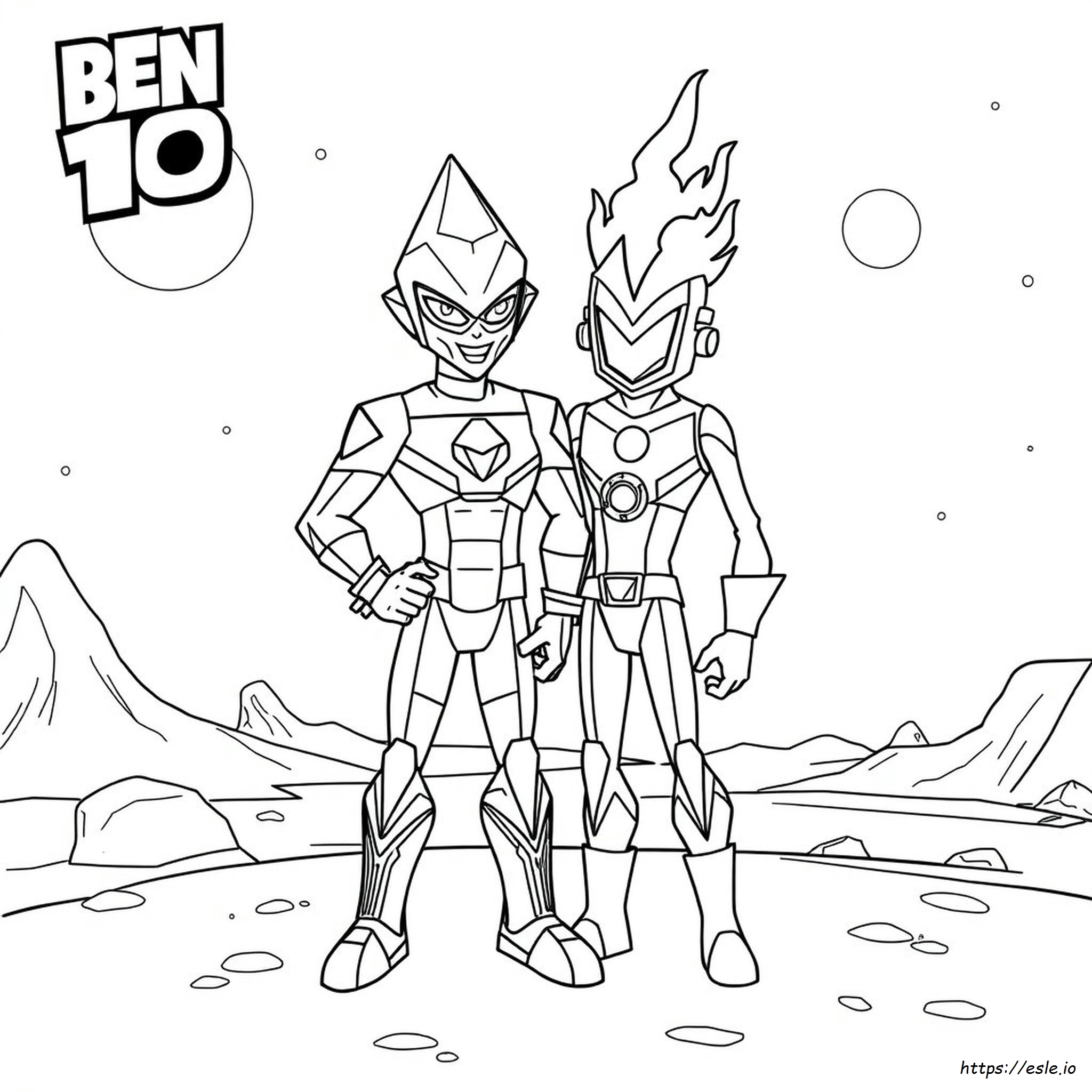 Diamondhead Heatblast Ben 10 Coloring Pages