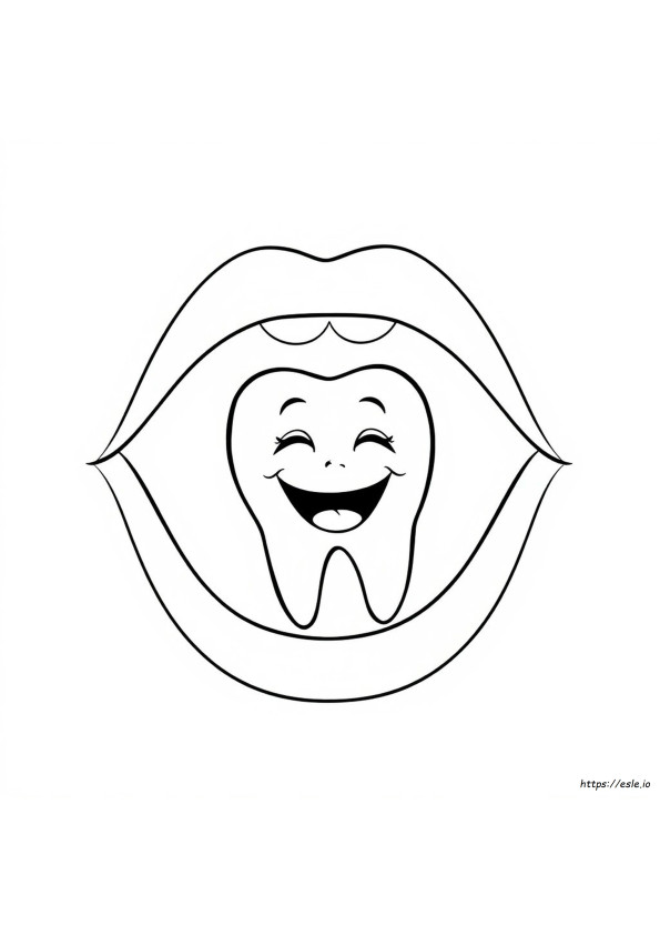 Happy Tooth Coloring Page